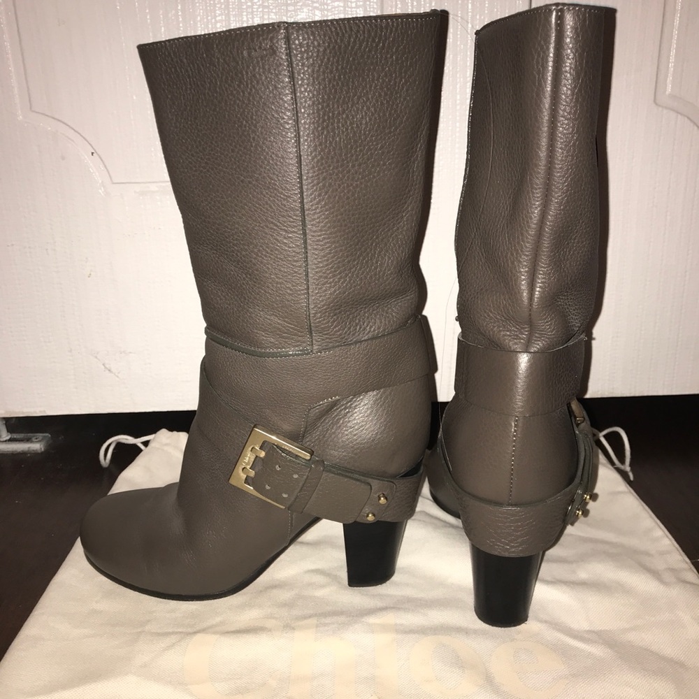 SOLD 🛑 Chloe Stalked-Heel Buckle Boots